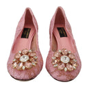 Dolce & Gabbana Pink Taormina Lace Crystal Pumps