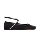 Amina Muaddi Mesh Crystal Ballerina Flats