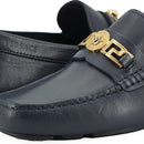 Versace Navy Blue Calf Leather Loafers