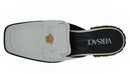 Versace Elegant Gray Leather Flat Slides