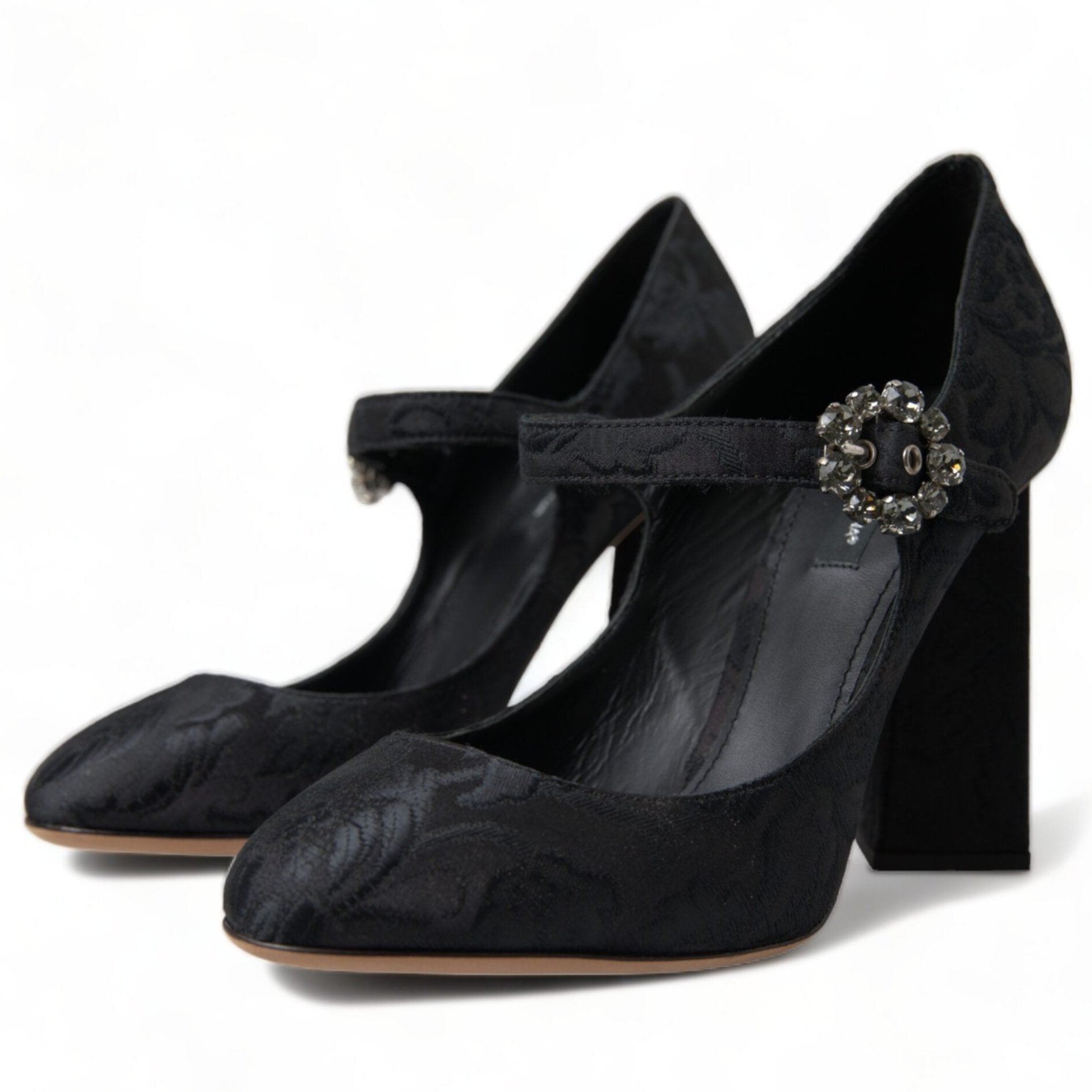 Dolce & Gabbana Chic Black Brocade Mary Janes Pumps