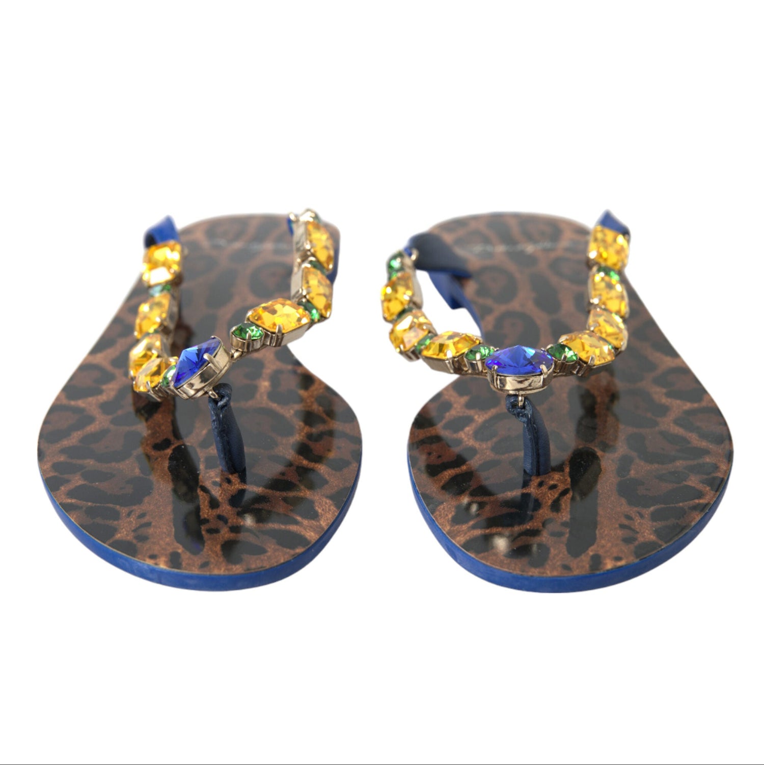Dolce & Gabbana Blue Crystals Flats Sandals Beachwear Shoes