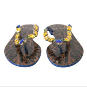 Dolce & Gabbana Blue Crystals Flats Sandals Beachwear Shoes