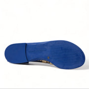 Dolce & Gabbana Blue Crystals Flats Sandals Beachwear Shoes