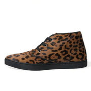 Dolce & Gabbana Brown Leopard Pony Hair Leather Sneakers Shoes