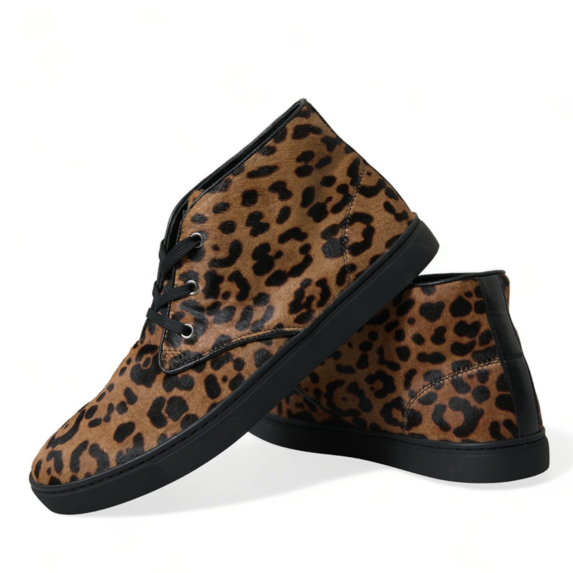 Dolce & Gabbana Elegant Leopard Print Mid-Top Sneakers