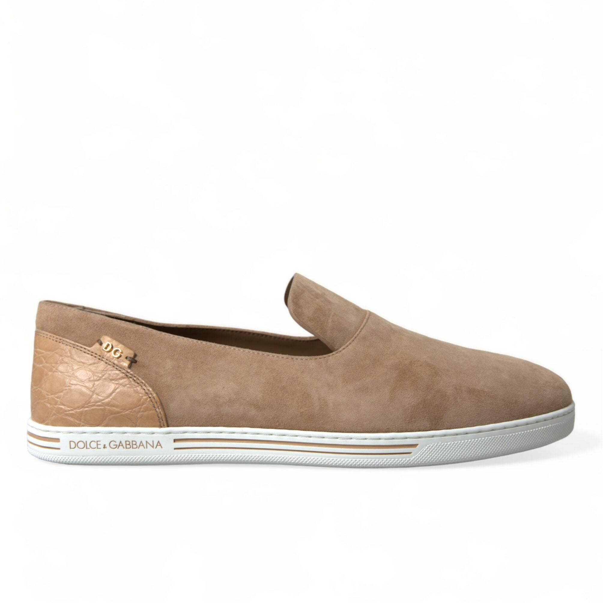 Dolce & Gabbana Beige Suede Caiman Loafers
