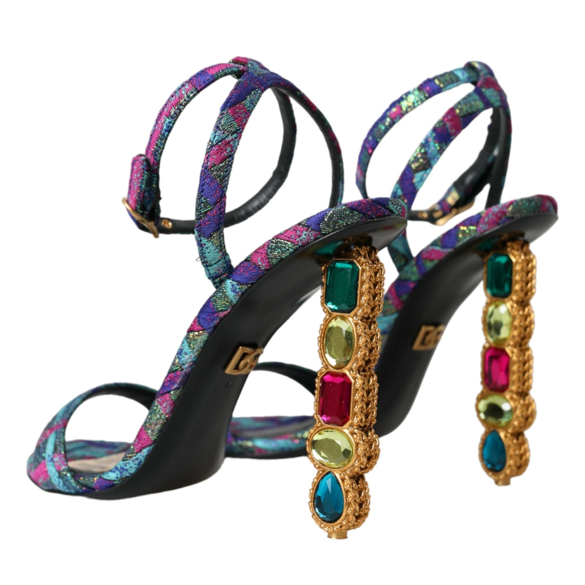 Dolce & Gabbana Multicolor Jacquard Crystals Sandals