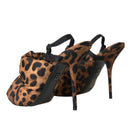 Dolce & Gabbana Brown Leopard Slingback Heels Sandals
