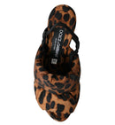 Dolce & Gabbana Brown Leopard Slingback Heels Sandals