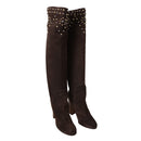 Dolce & Gabbana Studded Suede Knee High Boots in Brown