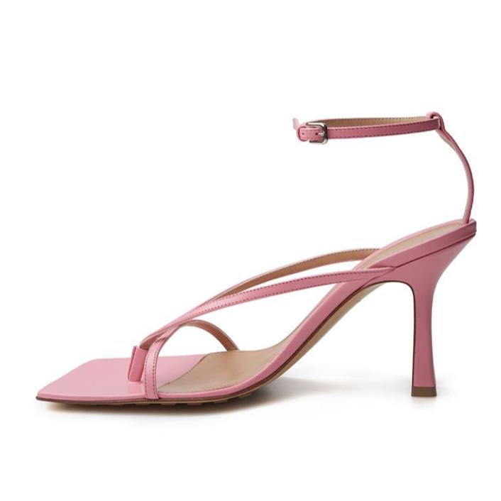 Bottega Veneta Elegant Pink Leather Sandals for Sophisticated Style