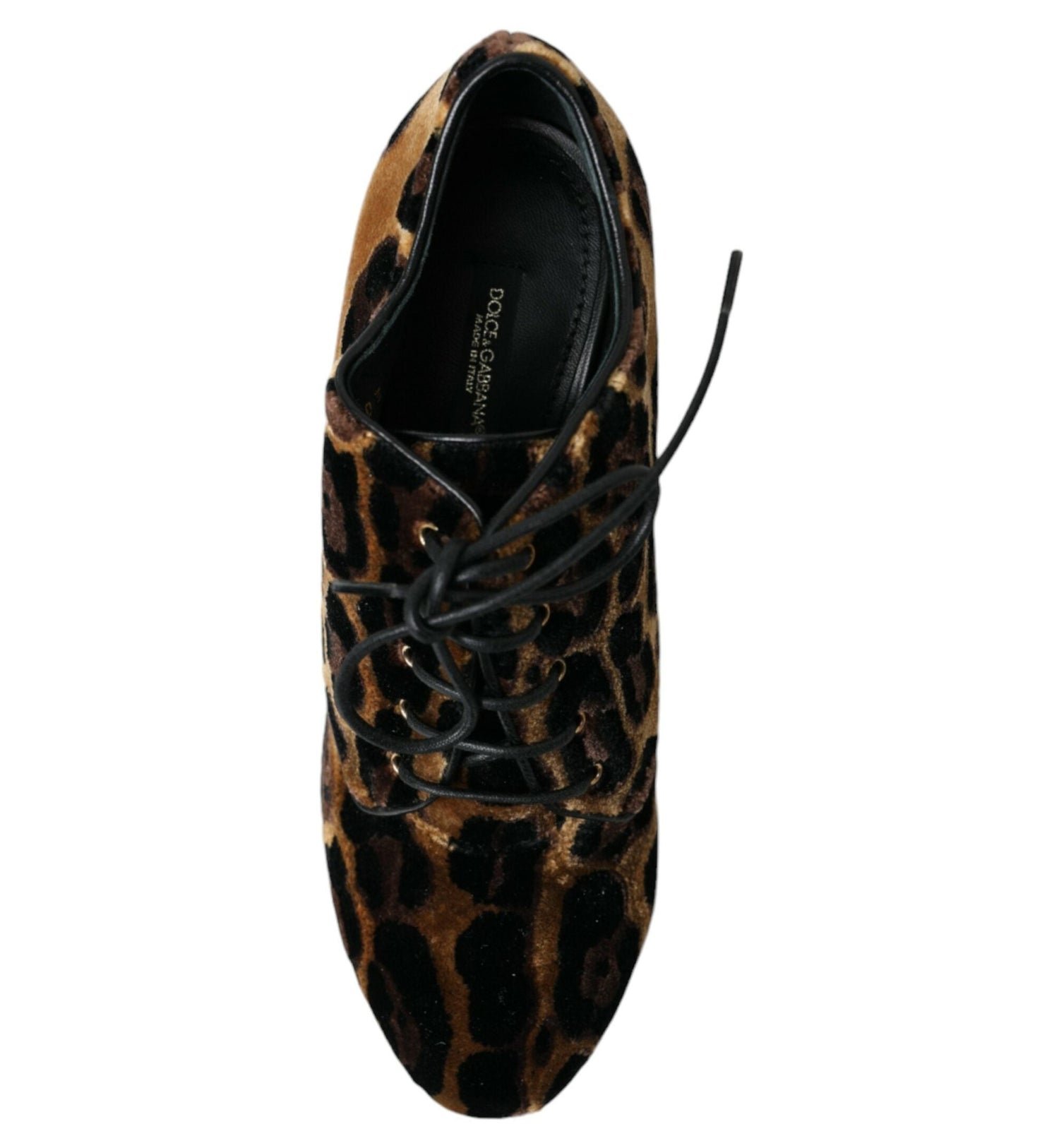 Dolce & Gabbana Brown Leopard Hair Lace Up Booties Shoes