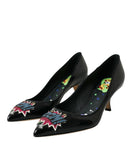 Dolce & Gabbana Black Leather BOOM Patch Heels Pumps Shoes