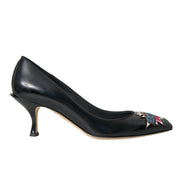 Dolce & Gabbana Black Leather BOOM Patch Heels Pumps Shoes