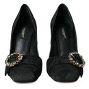 Dolce & Gabbana Black Brocade Crystals Heels