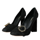 Dolce & Gabbana Black Brocade Crystals Heels