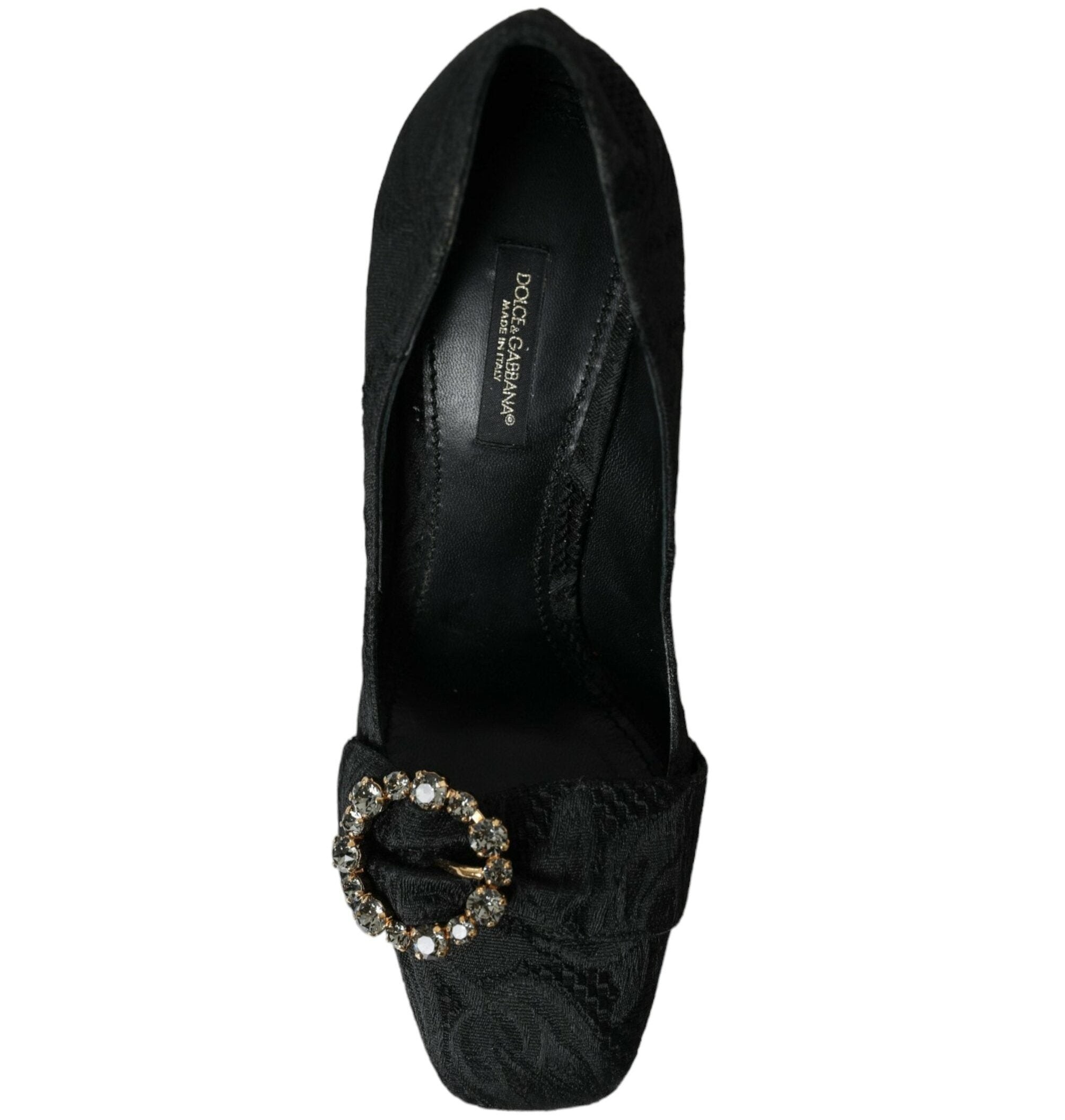 Dolce & Gabbana Black Brocade Crystals Heels