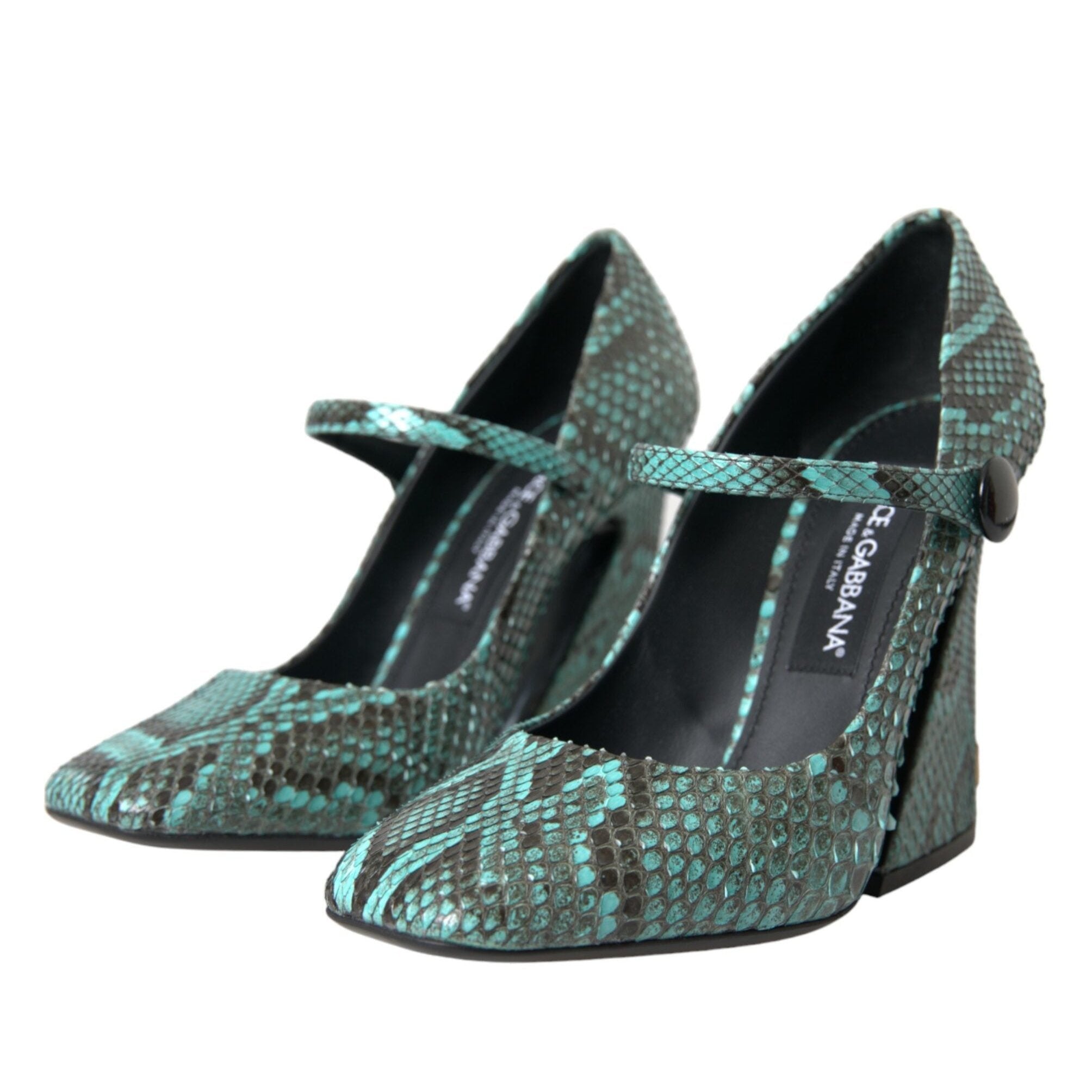 Dolce & Gabbana Aqua Python Leather Mary Jane Pumps