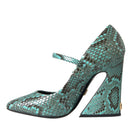 Dolce & Gabbana Aqua Python Leather Mary Jane Pumps