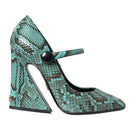 Dolce & Gabbana Aqua Python Leather Mary Jane Pumps