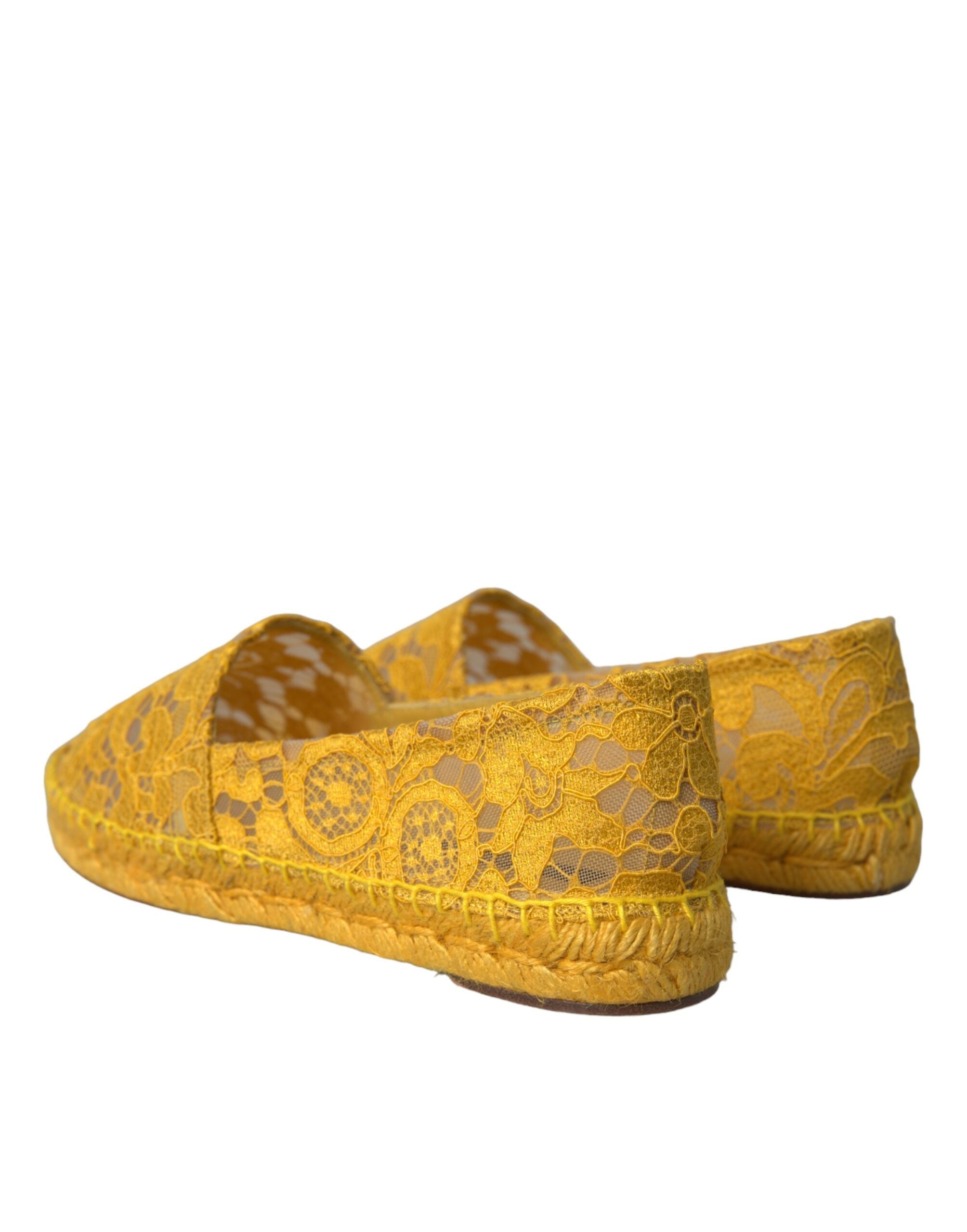 Dolce & Gabbana Yellow Taormina Lace Espadrille Flats