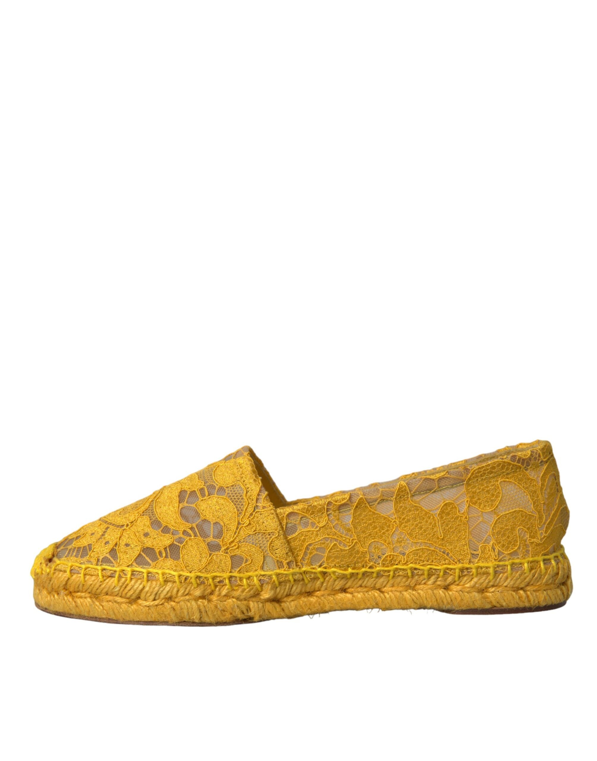 Dolce & Gabbana Yellow Taormina Lace Espadrille Flats