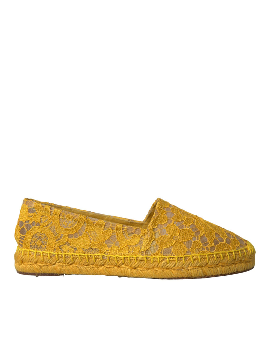 Dolce & Gabbana Yellow Taormina Lace Espadrille Flats