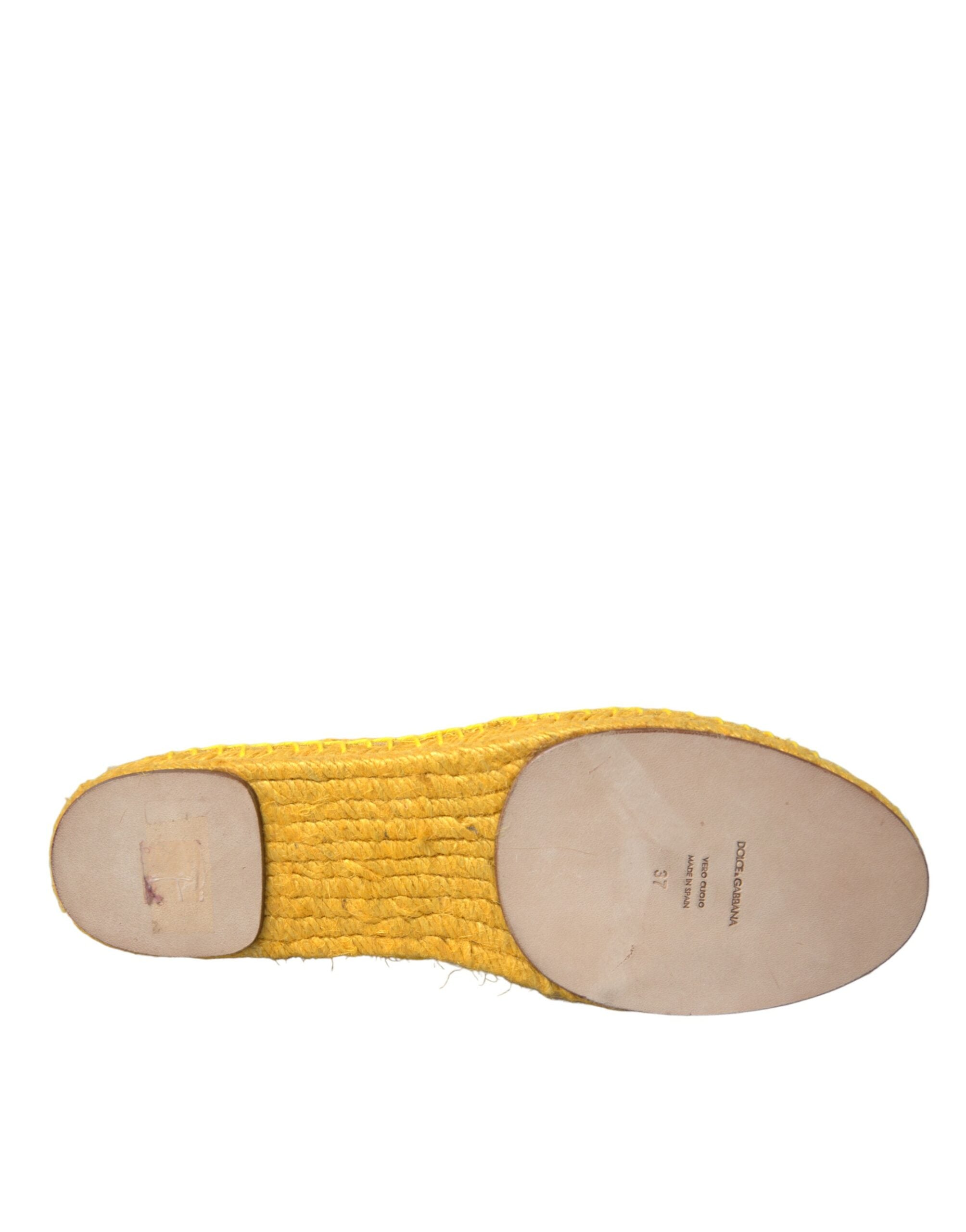 Dolce & Gabbana Yellow Taormina Lace Espadrille Flats