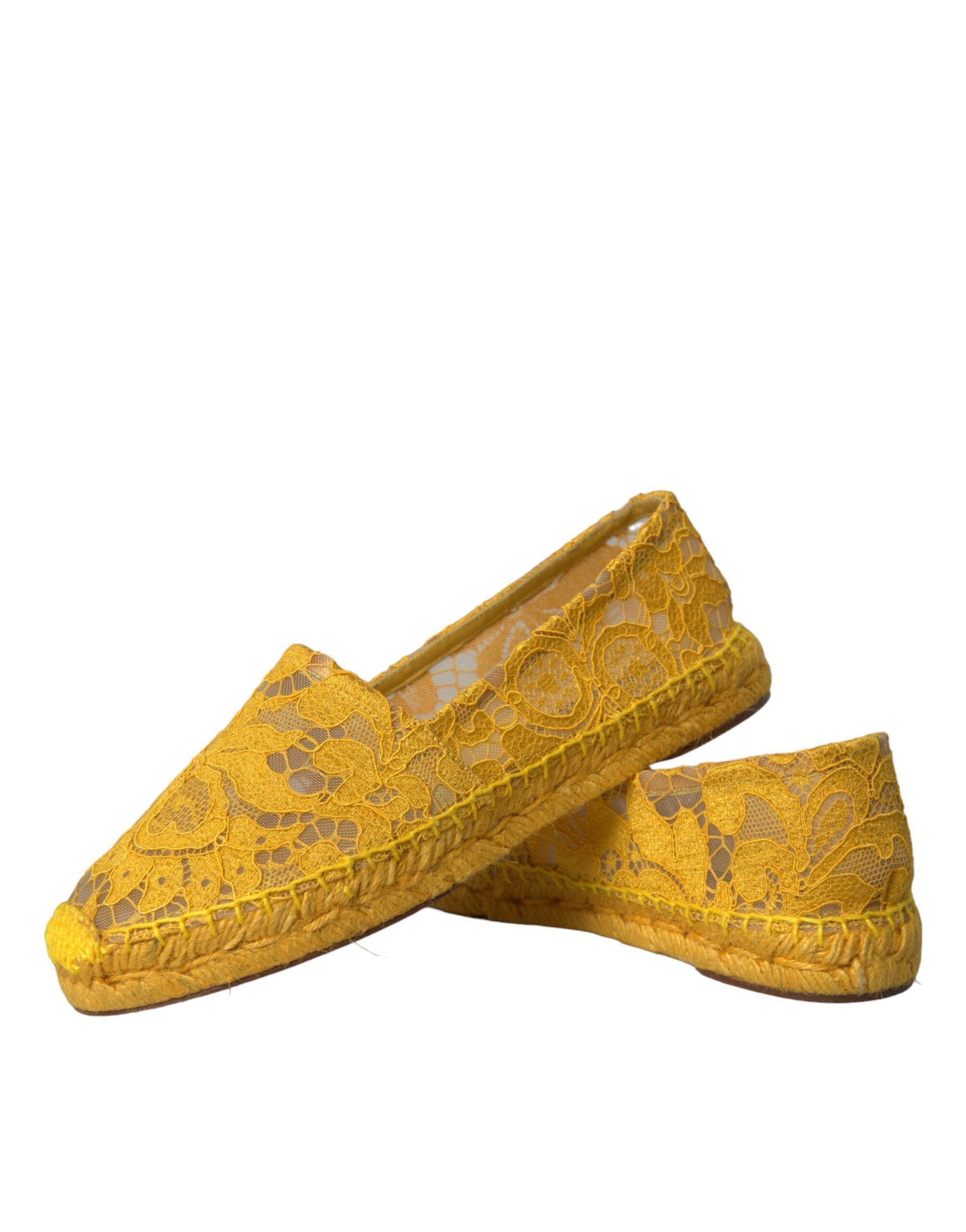 Dolce & Gabbana Yellow Taormina Lace Espadrille Flats