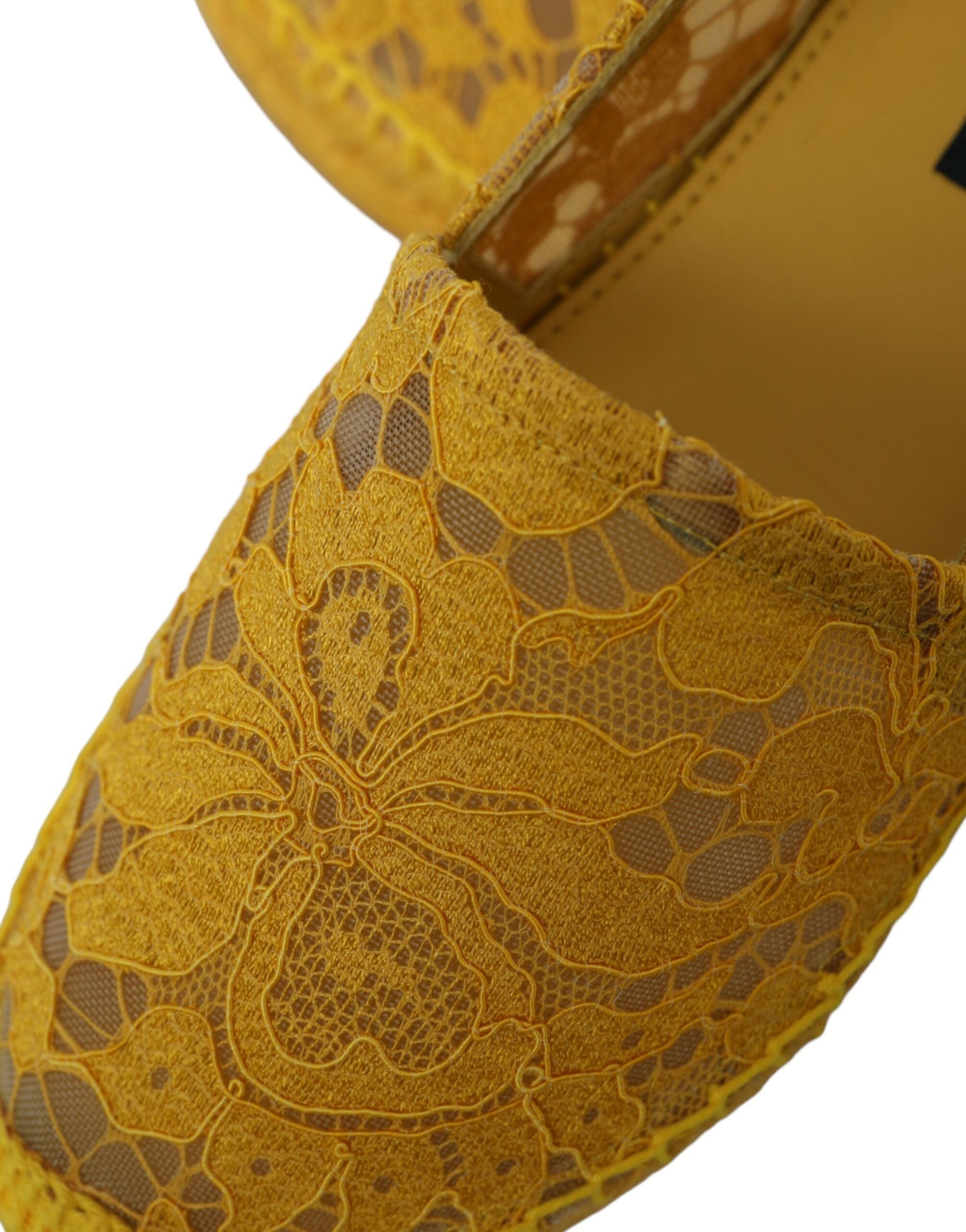 Dolce & Gabbana Yellow Taormina Lace Espadrille Flats