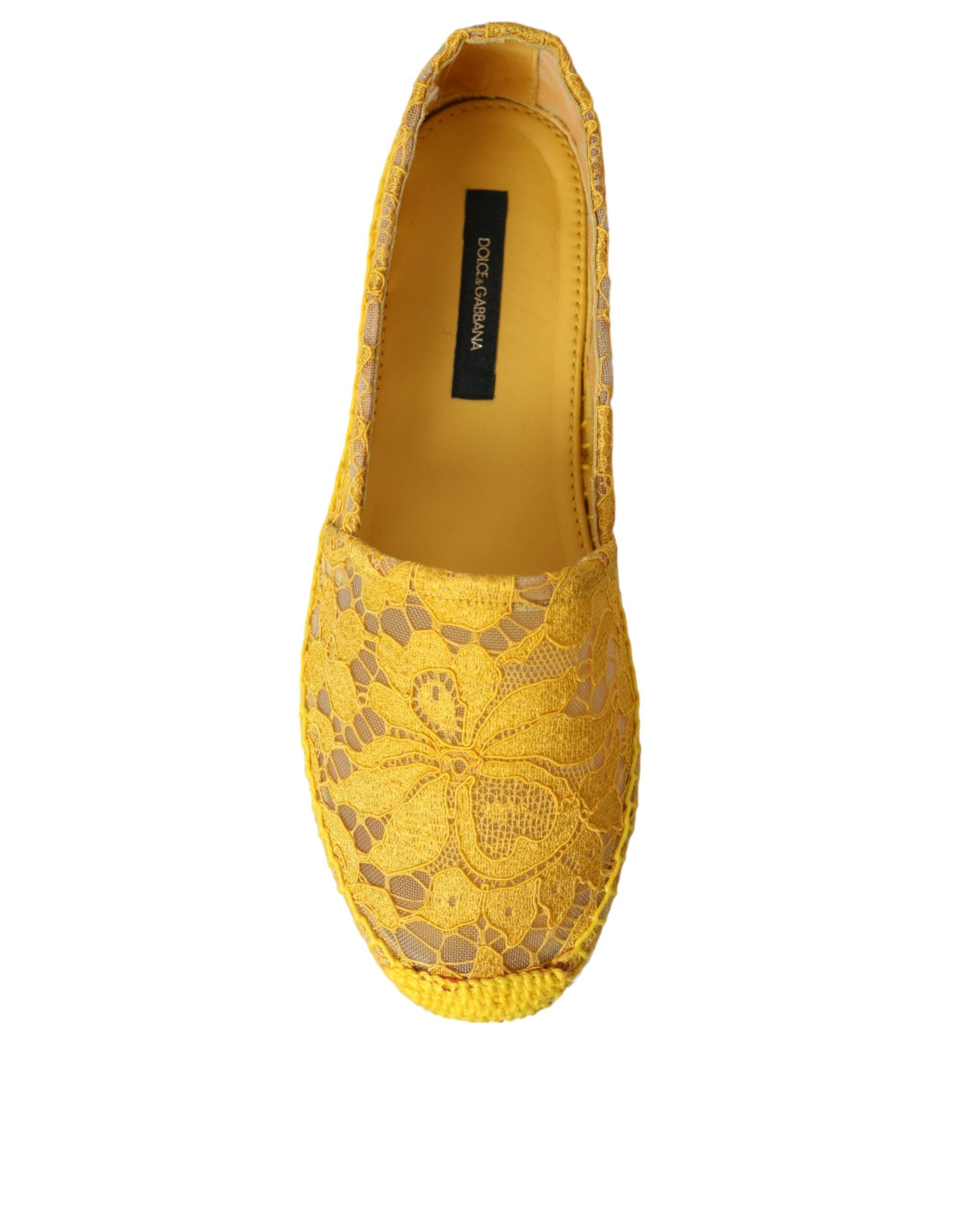 Dolce & Gabbana Yellow Taormina Lace Espadrille Flats