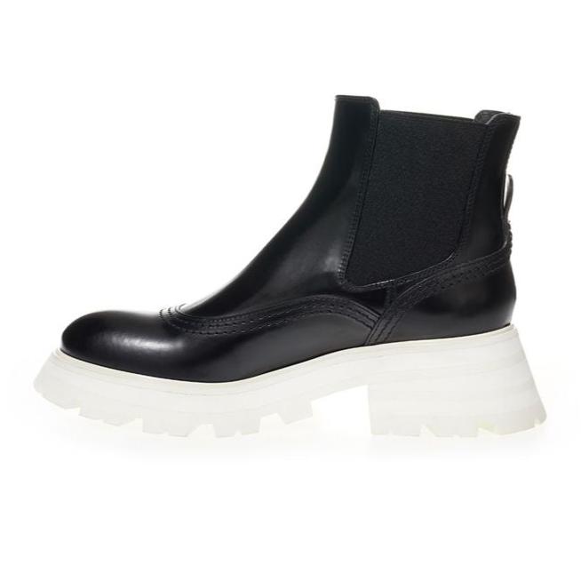 Alexander McQueen Leather Boots in Timeless Black & White