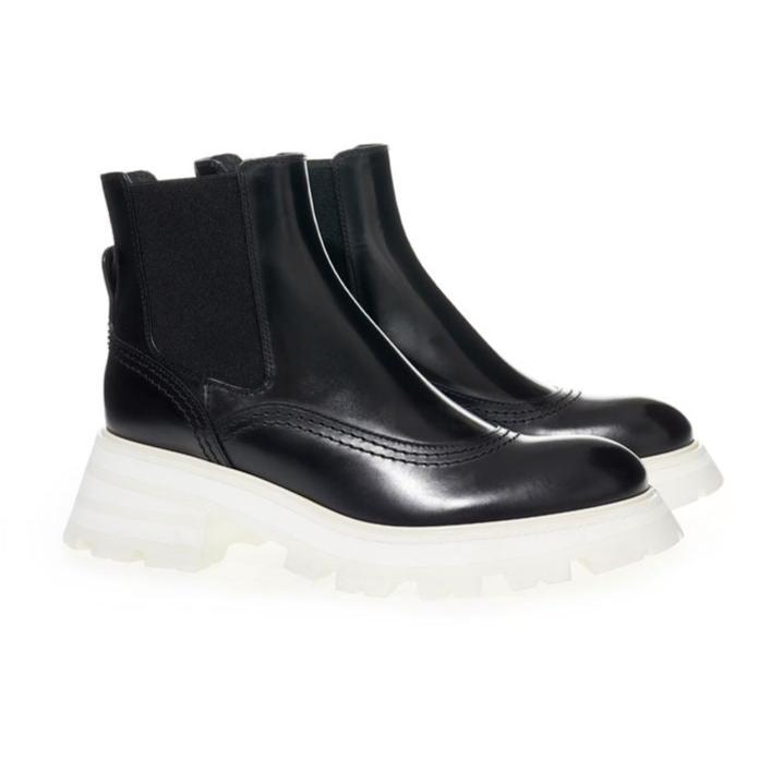 Alexander McQueen Leather Boots in Timeless Black & White