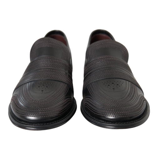 Dolce & Gabbana Black Brown Leather Loafer Men Dress Shoes