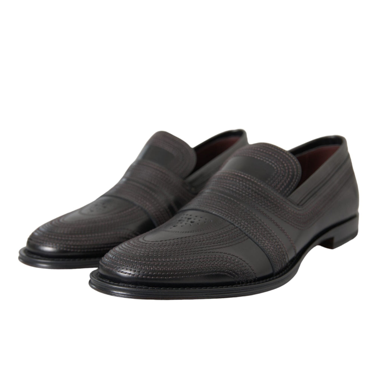 Dolce & Gabbana Black Brown Leather Loafer Men Dress Shoes