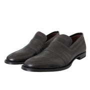 Dolce & Gabbana Black Brown Leather Loafer Men Dress Shoes