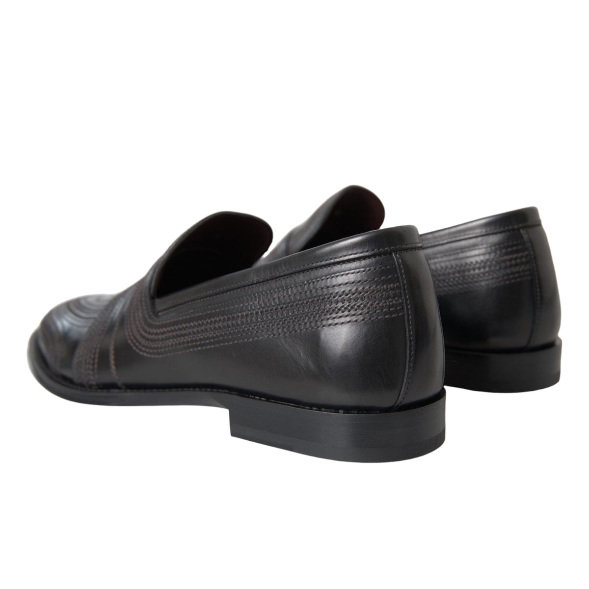 Dolce & Gabbana Black Brown Leather Loafer Men Dress Shoes