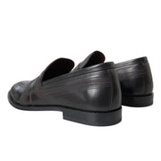 Dolce & Gabbana Black Brown Leather Loafer Men Dress Shoes