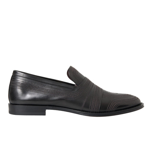Dolce & Gabbana Black Brown Leather Loafer Men Dress Shoes