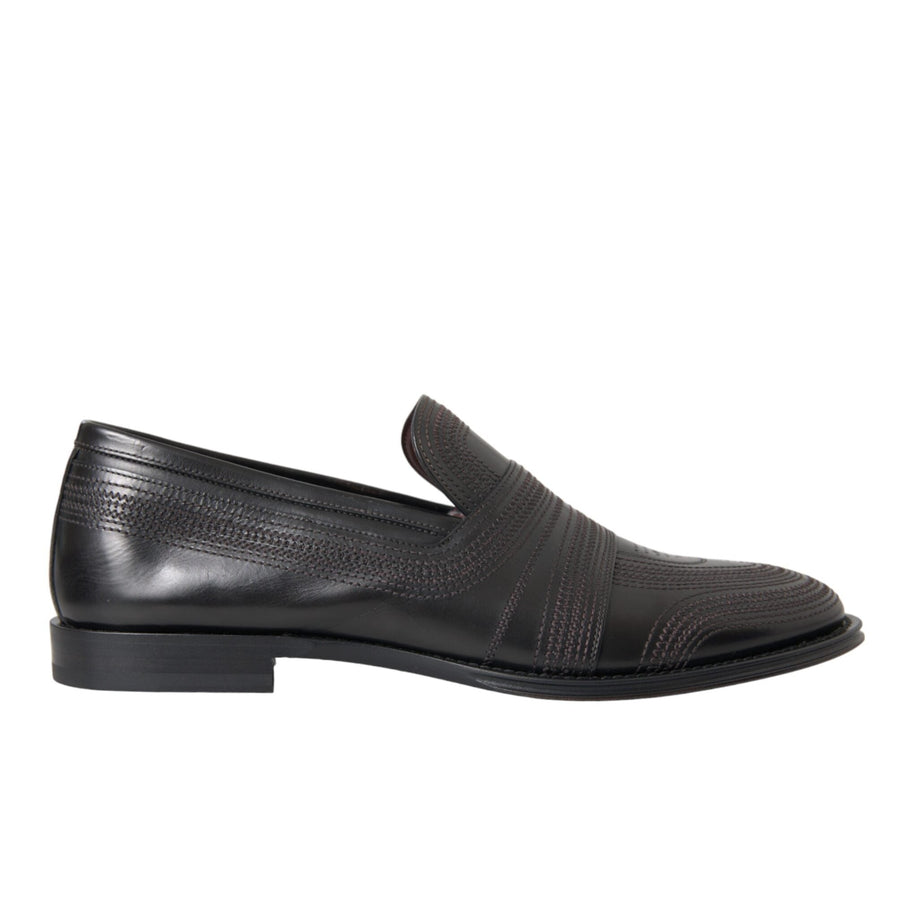 Dolce & Gabbana Black & Brown Calfskin Leather Loafers