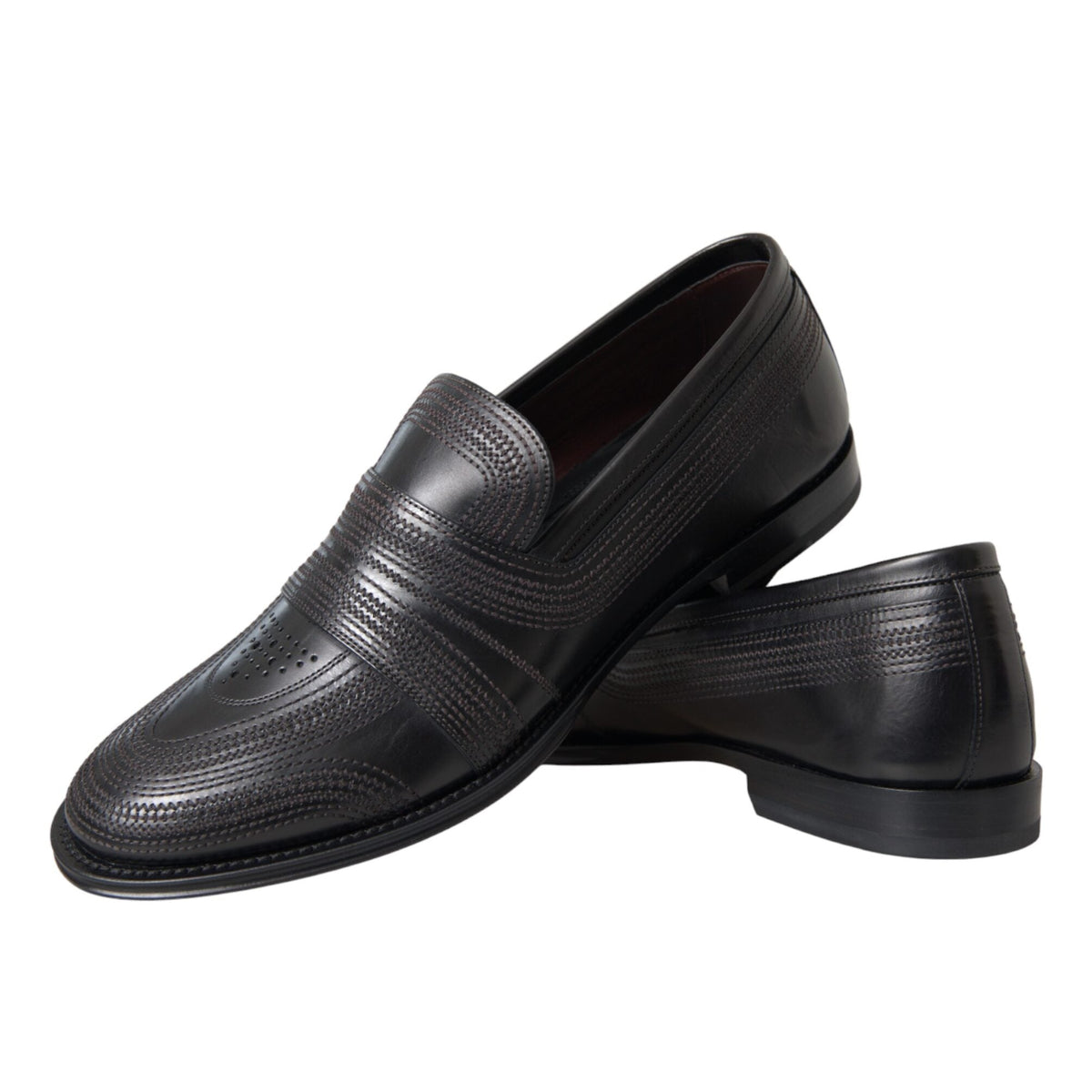 Dolce & Gabbana Black Brown Leather Loafer Men Dress Shoes