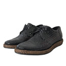 Dolce & Gabbana Black Woven Goat Lace Up Shoes
