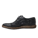 Dolce & Gabbana Black Woven Goat Lace Up Shoes