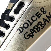 Dolce & Gabbana Gold Portofino Calf Leather Sneakers Women Shoes