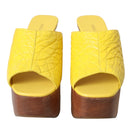 Dolce & Gabbana Yellow Leather Wood Wedges