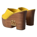 Dolce & Gabbana Yellow Leather Wood Wedges