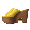Dolce & Gabbana Yellow Leather Wood Wedges