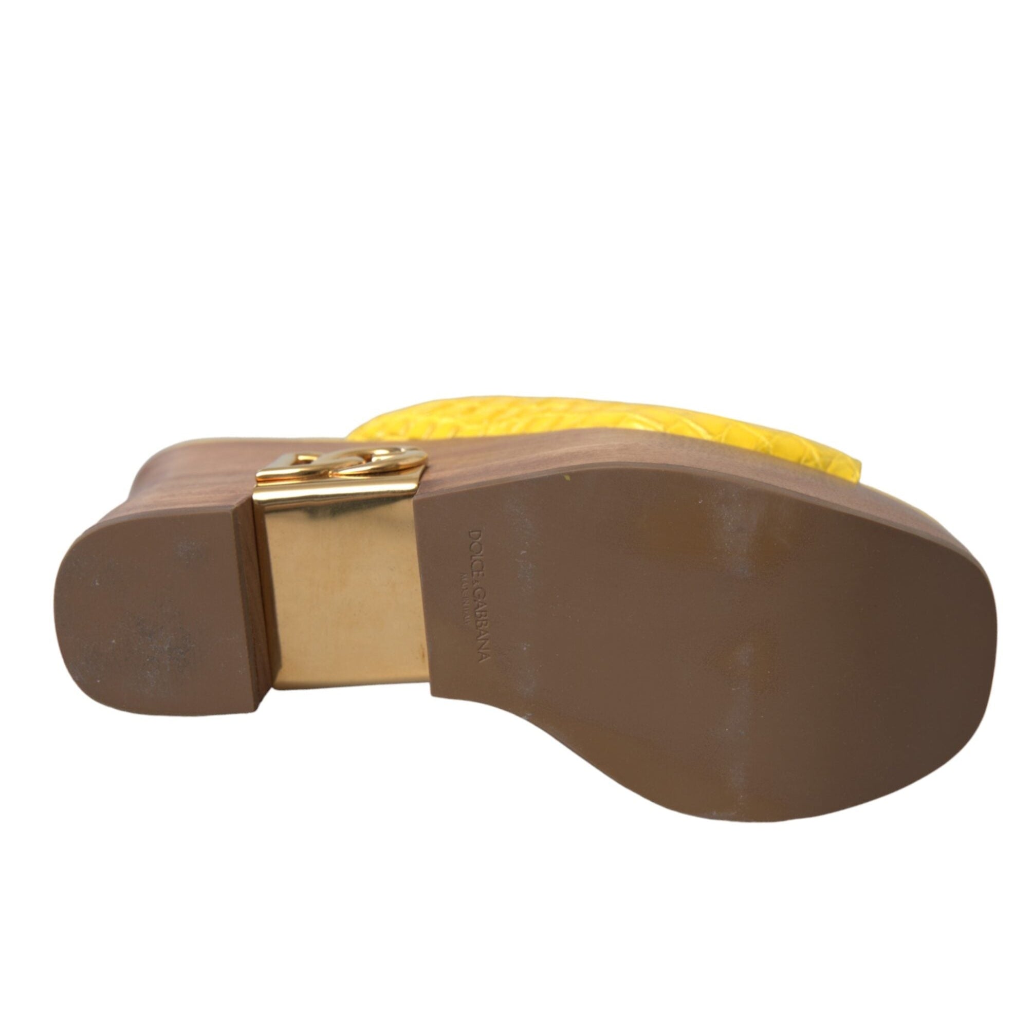 Dolce & Gabbana Yellow Leather Wood Wedges