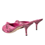 Dolce & Gabbana Pink Exotic Leather Kitten Heels Slides Shoes